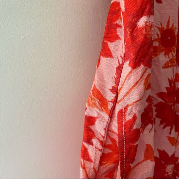 Free People Dress Altura Babydoll Minidress Floral Pink Red Size Large - Picture 6 of 16